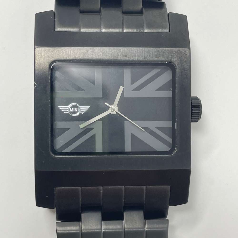MINI Cooper Union Jack Black Stainless Steel Swiss Mvmt Watch 100ft Water Resist